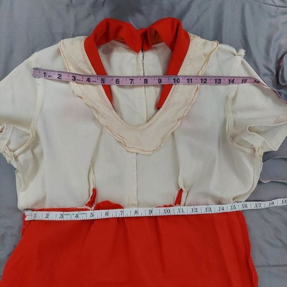 Vintage 1960s 1970s Pointed Dagger Collar Empire Waist Babydoll Dress - Picture 11 of 15